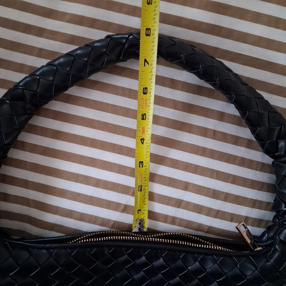 Black Woven Faux Leather Shoulder Bag & Chloe Coin/Card Pouch Set - Picture 10 of 12
